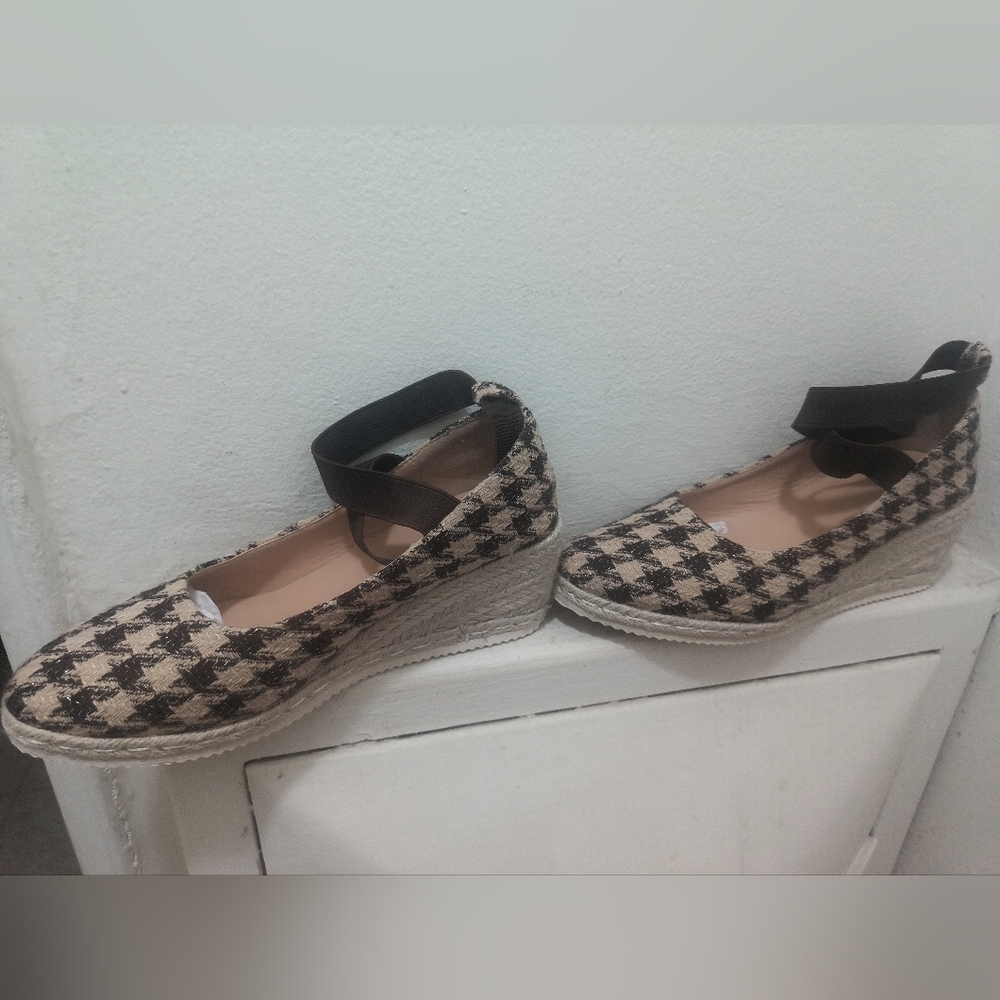 Shein Houndstooth Espadrille Wedges
